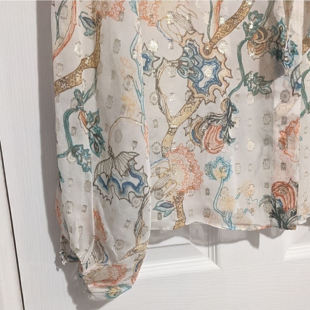 Chloe Floral Printed Blouse in Silk Lurex - Picture 9 of 16